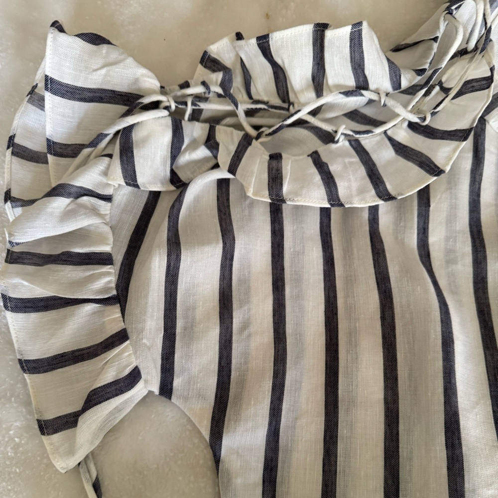 Striped Ruffle Sleeve Top - Picture 3 of 7